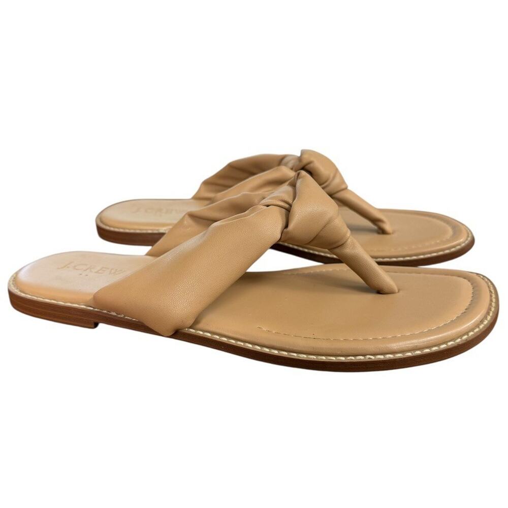 J. Crew Tan Knotted Thong Slide Sandals